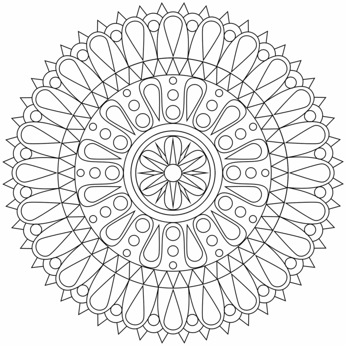 Mandala zum ausmalen für Kinder, verschieden Muster von Blumen und anderen Figuren