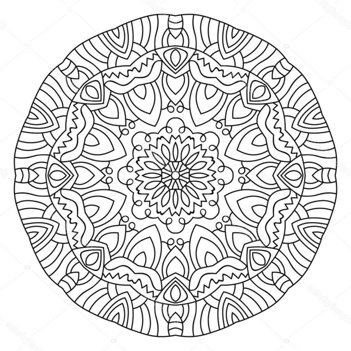 schönes und kreative Mandala Bild mit verschiedenen Formen und Figuren, Blume in der Mitte, Ausmalbilder kostenlos