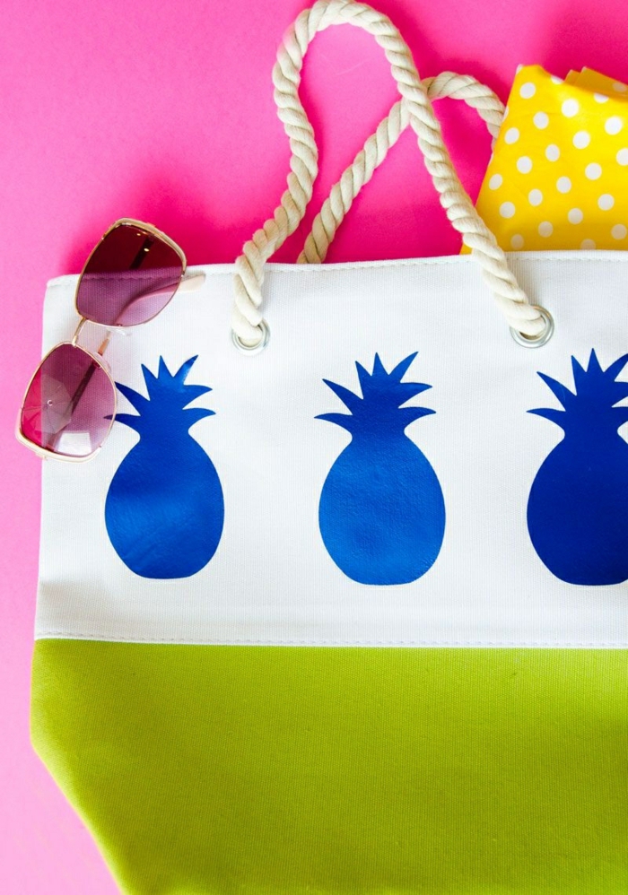 5 tasche nähen schnittmuster gratis deutsch sommertasche strandtasche mit ananassen sonnenbrille