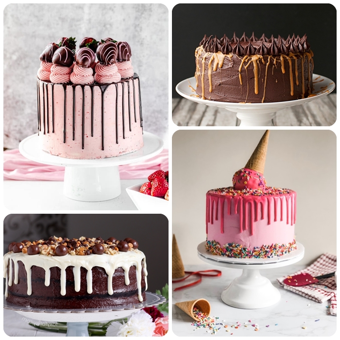 drip cake rosa, torten ideen, dekortendeko selber machen, geburtstagstorte