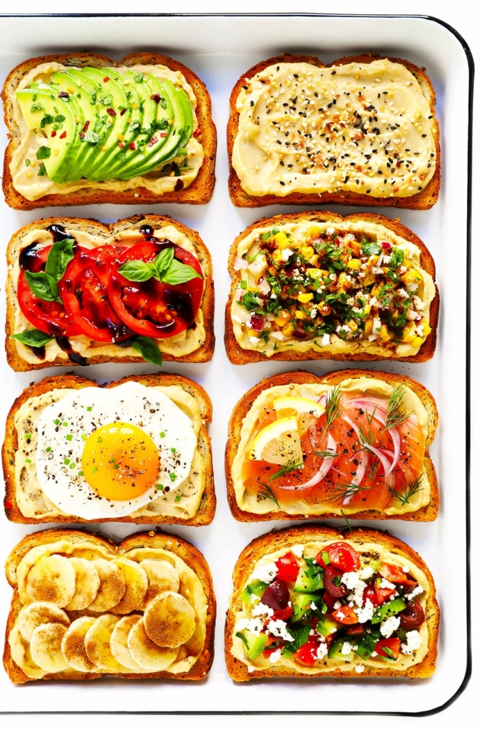ernährungsplan für schwangere was kann ich frühstücken toast mit verschiedenen zutaten