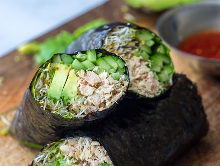 nori wraps mit paleo tuna salat paleo diät rezepte thunfisch avocado gurke salatblätter leckeres essen