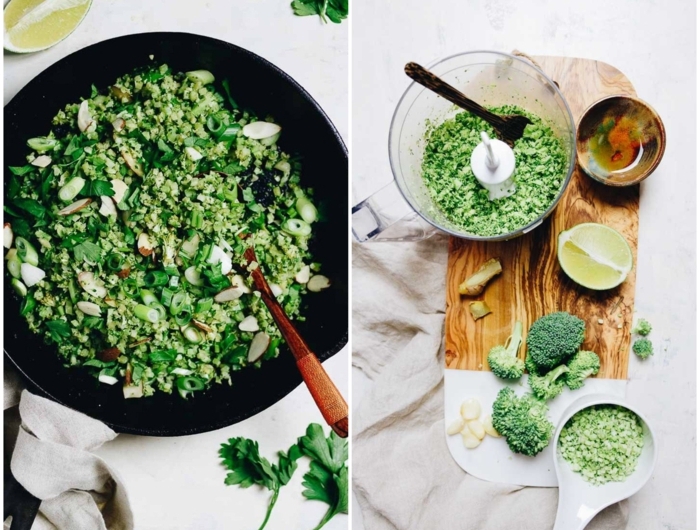 paleo vegetarisch collage paleo broccoli gebratener reis produkte leckere gerichte leichte rezepte collage mit gericht und produkte