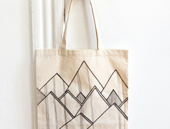 taschen nähen anleitung kostenlos selbstgemachte handtasche mit geometrischen motiven