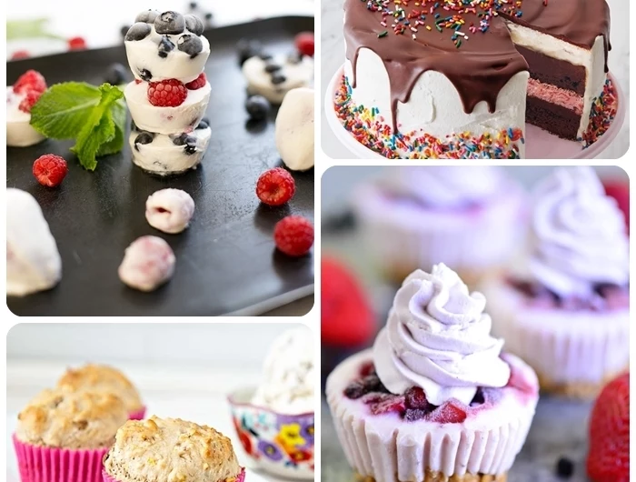 4 party essen ideen leckere rezepte eiscreme torte joghurt cupcakes muffins mit vanille einfacher nachtisch