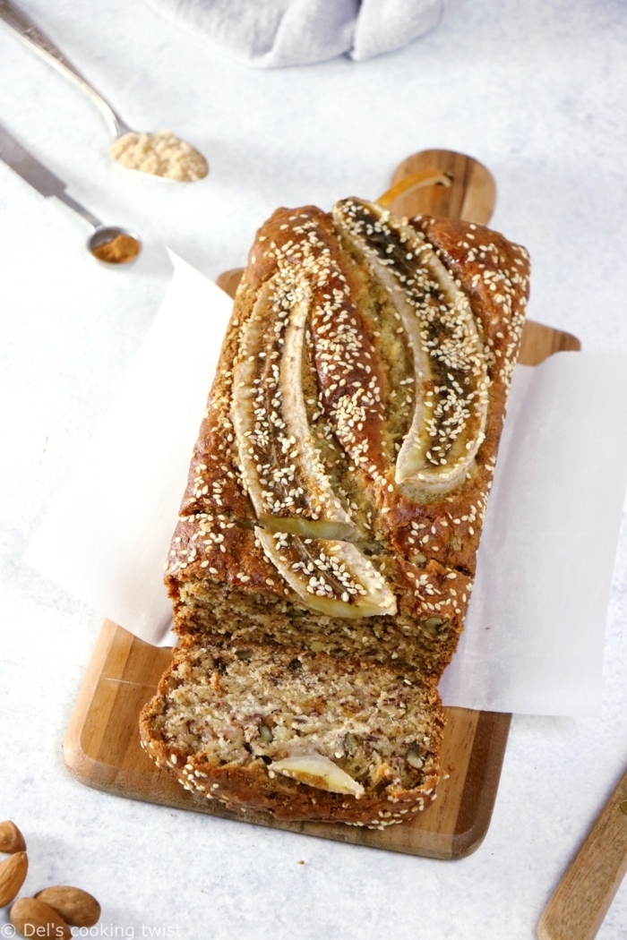 banana bread rezept veganer bananenbrot mit sesamsamen brot mit bananen bananenkuchen