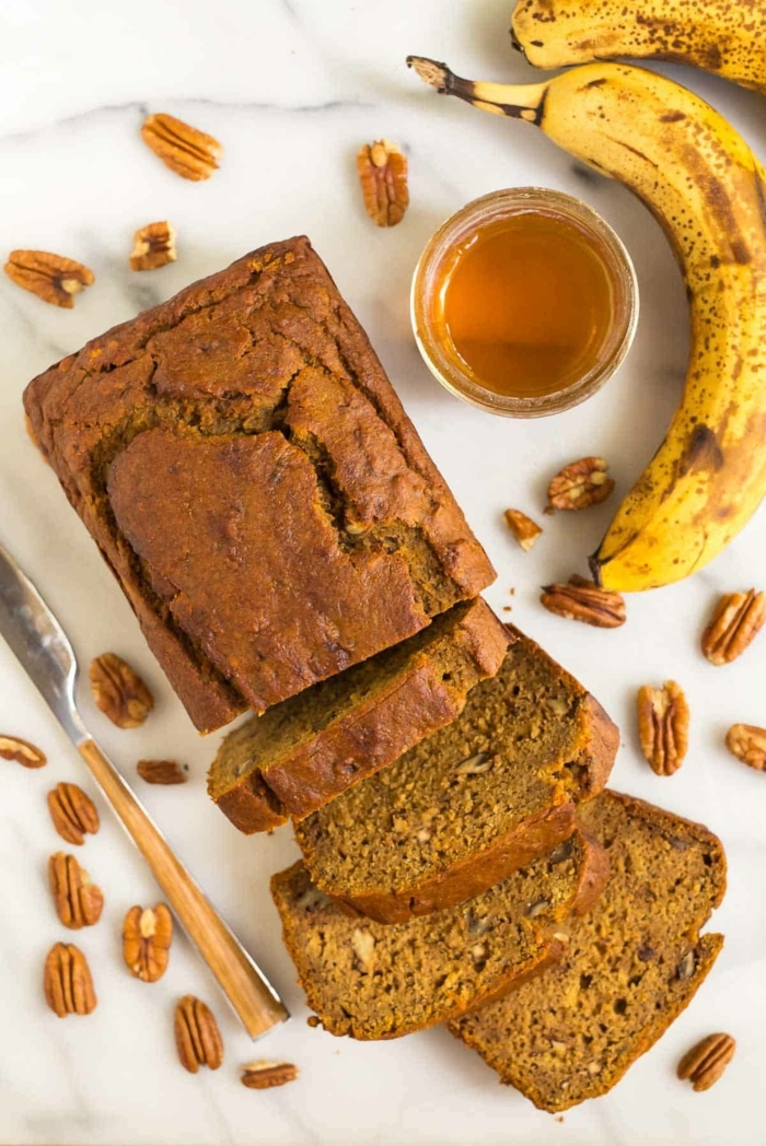 bananenbrot ohne zucker kuchen mit bananen kürbis und honig banana bread