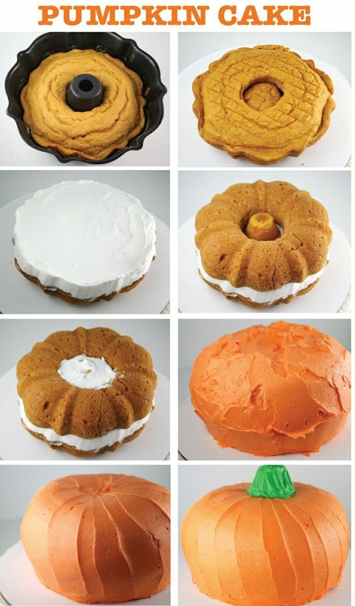 diy anleitung kürbis torte selber machen originelle ideen zum backen ausgefallene kuchen für kindergeburtstag 
