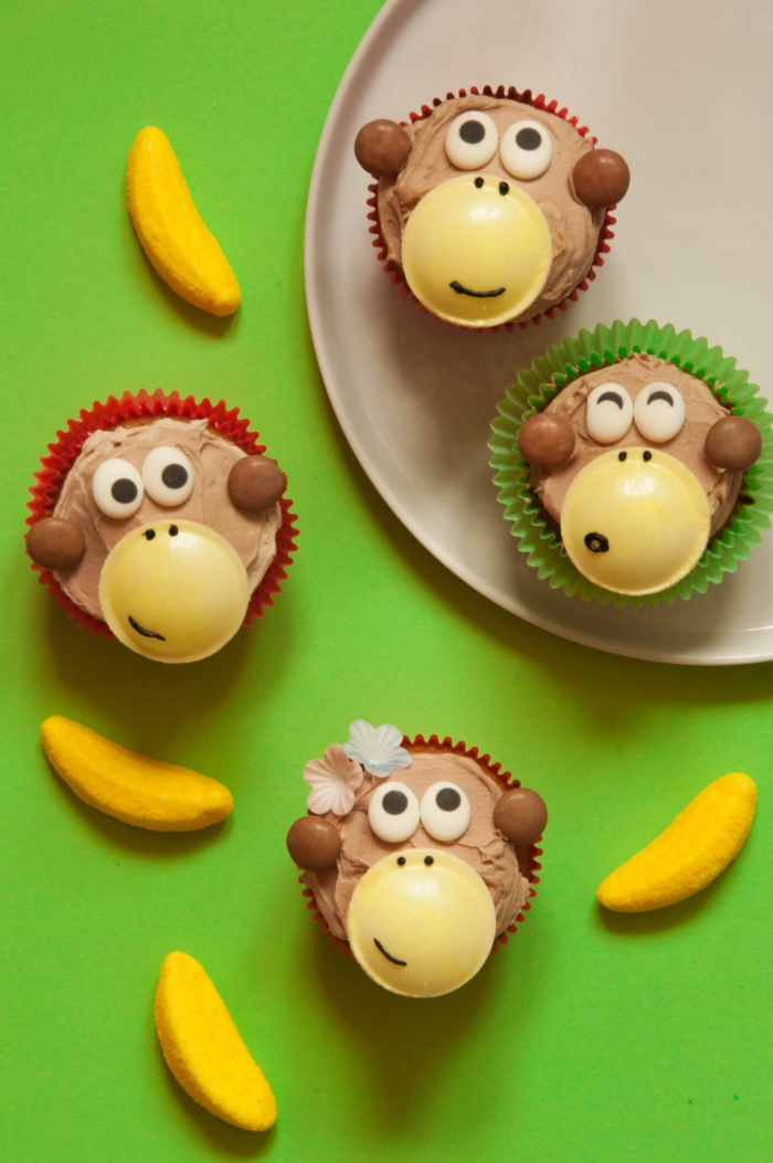 dschungel party geburtstagsfeier lustige kuchen kindergeburtstag affen muffins lustige cupcakes für kindergeburtstag