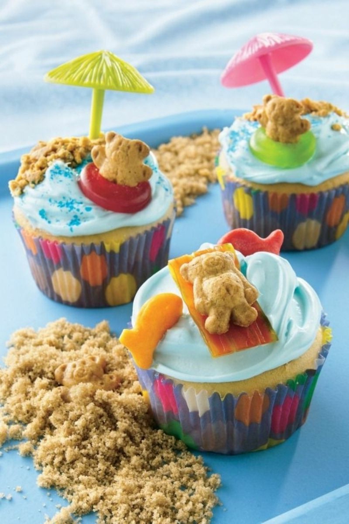 teddybär stran cupcakes originelle ideen zum backen muffins verzieren lustige muffins für kindergeburtstag backen