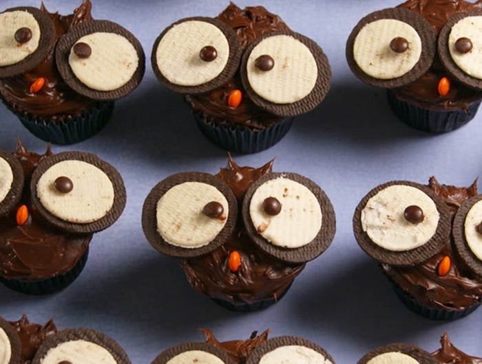 tiere eulen cupcakes muffins kindergarten für kindergeburtstag party desserts backen leckere rezepte