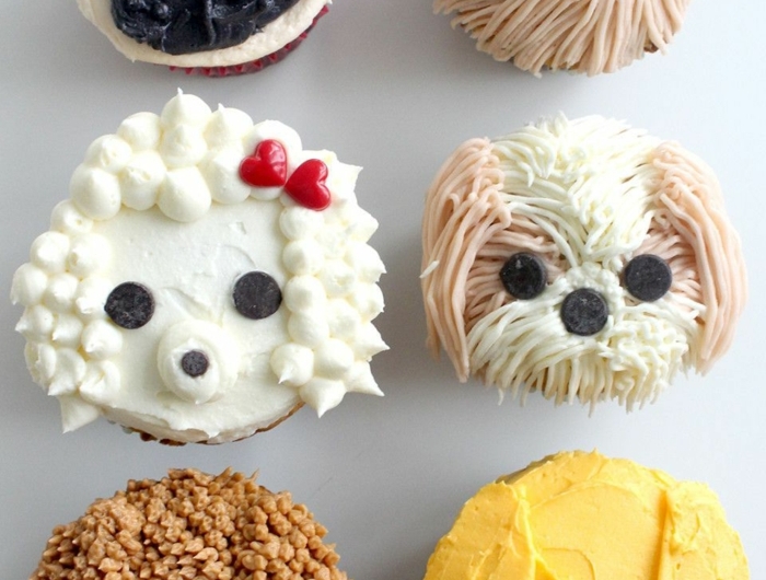 verschiedene ideen für verzieren von cupcake tiere hunde geburtstagskuchen kinder
