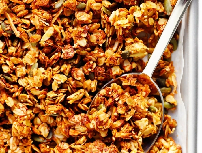 2 müsli selber machen granola mit nüssen pekannüssen high fiber high protein gesund frühstücken