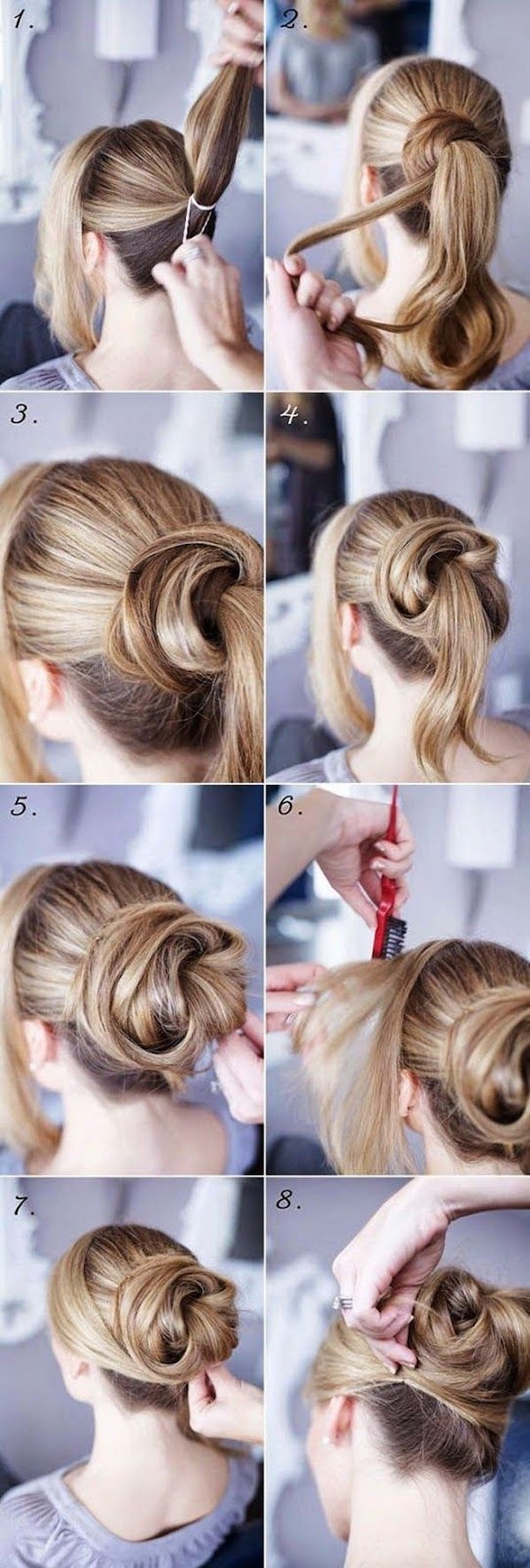 anleitung diy schritt für schritt dutt frisuren mit duttkissen braune haare mit blonden strähnen dutt haarfrisuren einfach