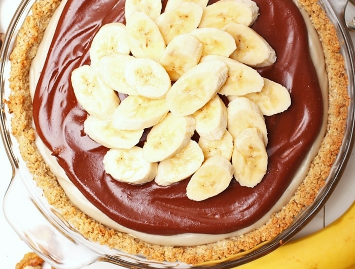 bananen kuchen rezept einfach bananenpie mit schokolade und wanüssen brunch nachtisch ideen für gäste