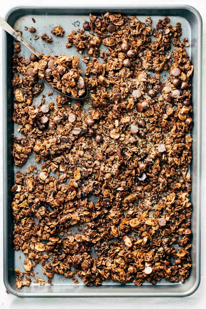 crunchy müsli selber machen backofen granola mit schokolade schokomüsli bestes granola rezept