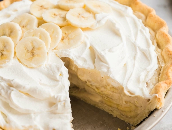 kuchen mit bananen bananenpie zubereiten pie rezepte brunch ideen dessert mit sahne