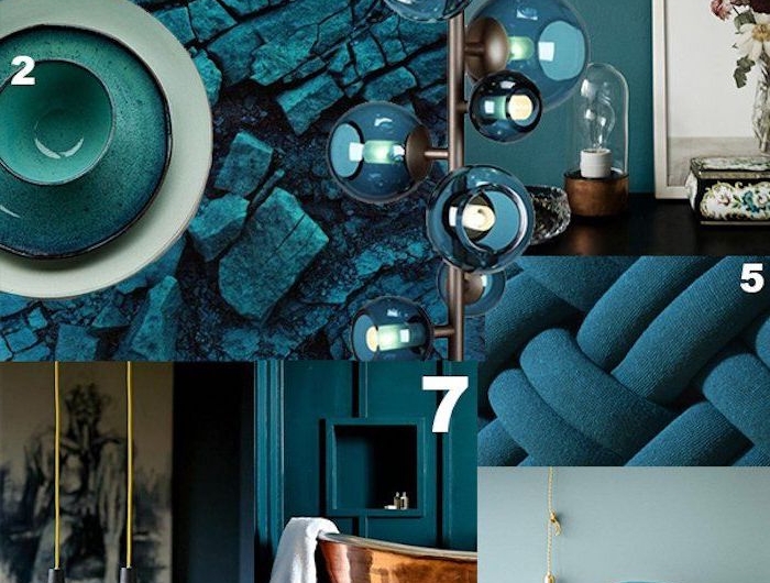 mood board petrol wandfarbe inspiration interior design wandfarbe blau farbe für die wand inspiration