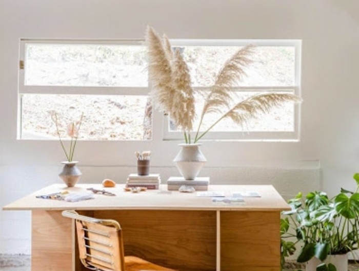 4 pampasgras pflege home office büro dekorieren schreibtisch aus holz skandi einrichtung trocknete blumen deko