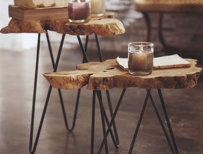 basteln mit baumscheiben für wohnzimmer idee kaffeetisch zwei mit metallbeinen