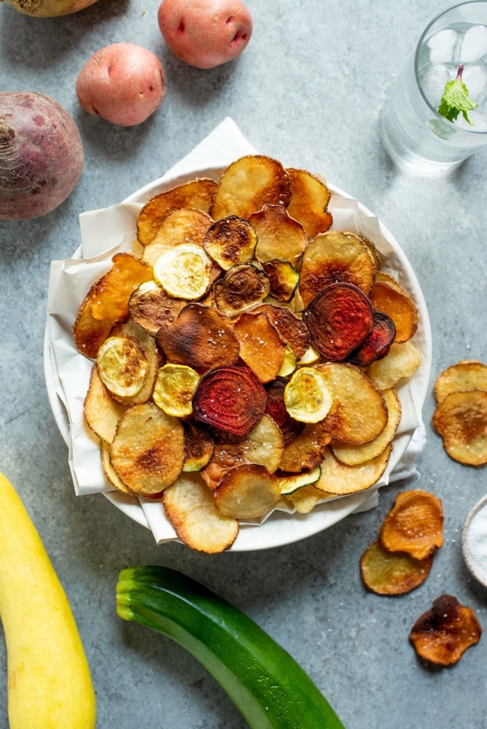 chips selber machen backofen aus zucchini roter beete und kartoffeln low carb gesund