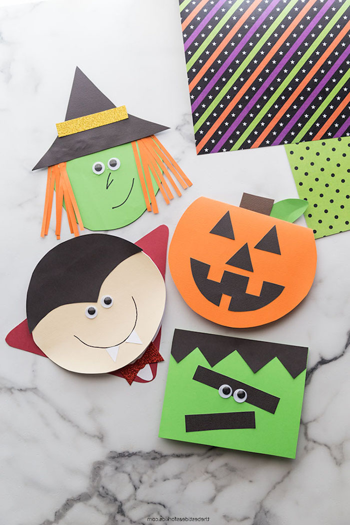 diy basteln gruselig grüßkarten selber machen mit kindern halloween