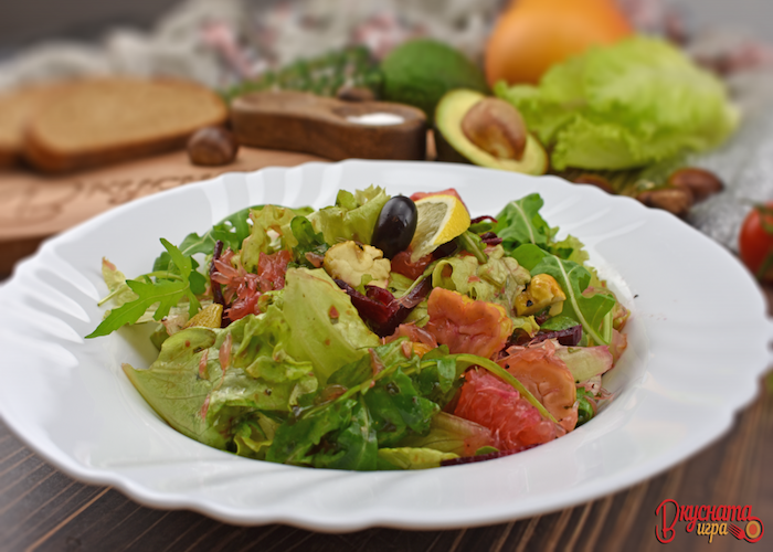 esskastanien rezept salat mit gartenlattich kastanien und grapefruit frisch und vitaminos schüssel