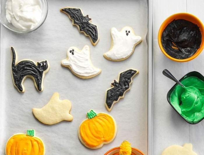 halloween essen party kekse geiste schwarze karzen kürbisse einfache zubereitung schnelle rezpte