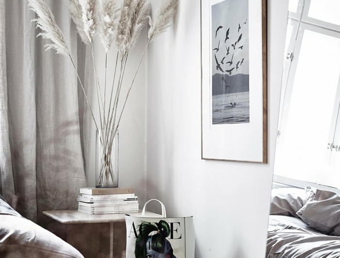 pampasgras getrocknet deko skandinavische dekoraition ideen skandi zimmer graues trockngras wohnungsdekoration