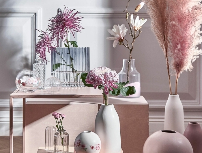 pampasgras rosa deko zimmer dekorieren vasen mit getrockneten blumen wohnungdeko beispiele