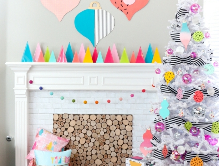 3 basteln mit kindern weihnachten und winter tannenbäume aus buntem papier dekorieren zu weihanchtsten wohnung festlich verschönern