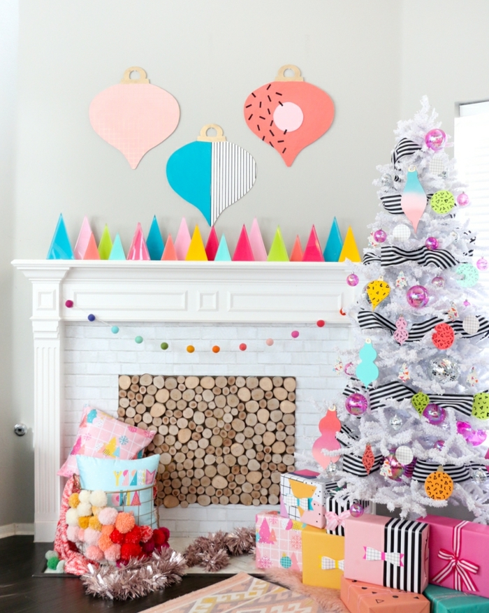 3 basteln mit kindern weihnachten und winter tannenbäume aus buntem papier dekorieren zu weihanchtsten wohnung festlich verschönern