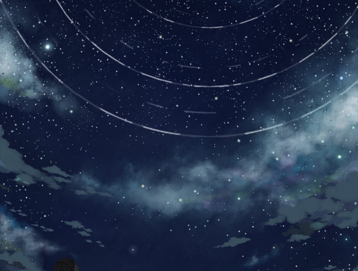 aesthetic anime wallpaper mädchen schaut die sternen dunkle nacht