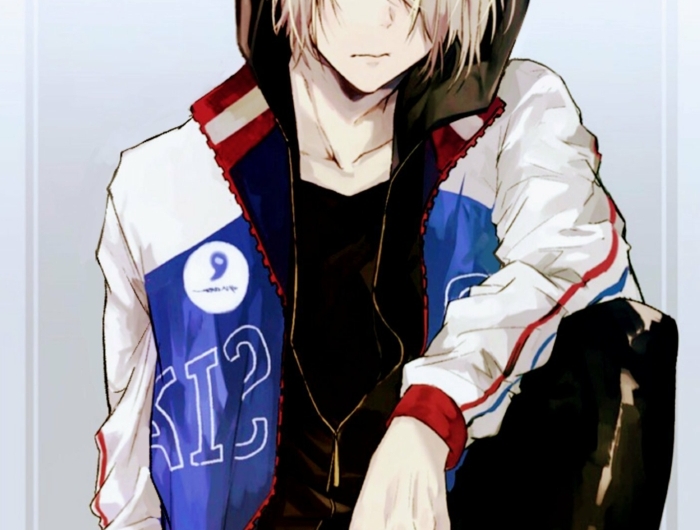 anime boy wallpaper iphone junge in hoddie weiß rot blau blonde haare