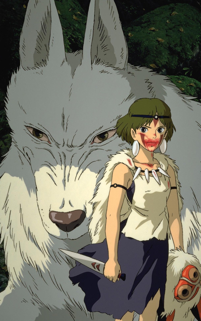 boy anime wallpaper mädchen und weißer wolf mononoke