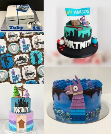 collage ideen und inspiration für fortnite geburtstag kuchen mit lama dekoration