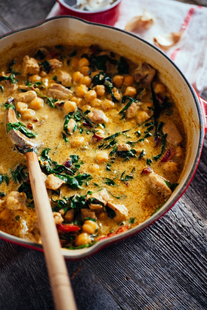 mangold rezepte ideen suppe mit kichererbsen hühnerfleisch kokos