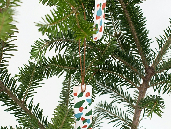 minimalistische dekoration weihnachten deko tannenbaum terrazzo