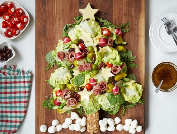 schnelle vorspeisen zum vorbereiten salat weihnachten kraut mozzarella radieschen