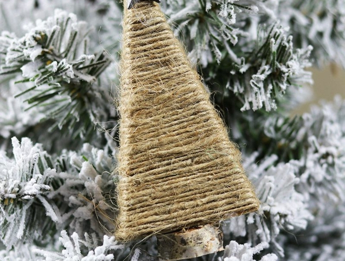 selbstgemachte ornamente weihnachten baum aus seil weihnachtsbaum schmücken ideen modern tannenbaum deko