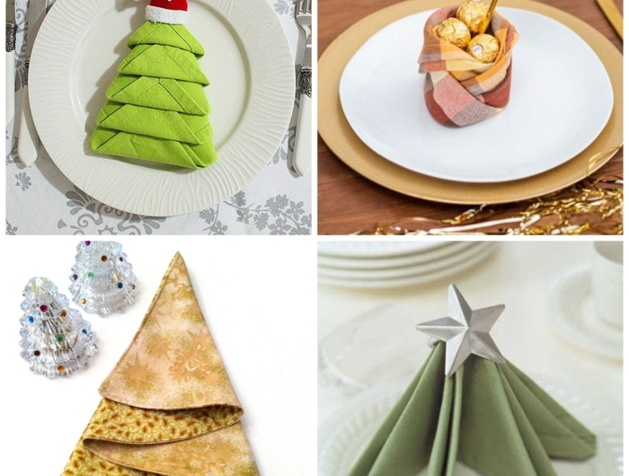 weihnachten dekoration für den tisch servietten falten tannenbaum kreative tischdeko