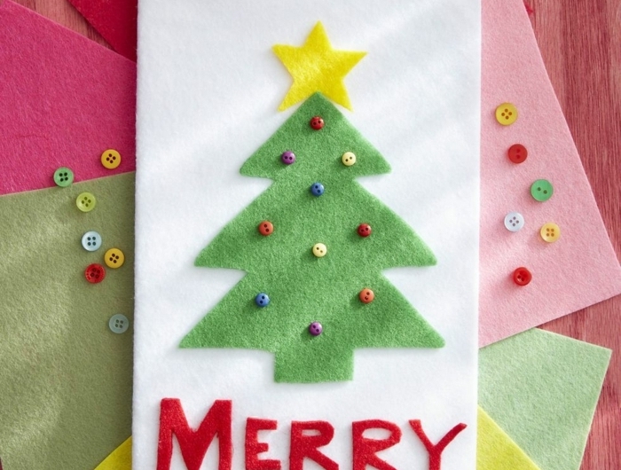 weihnachtskarten basteln kinder karten basteln festliche deko tannenbaum mit großem stern diy ideen