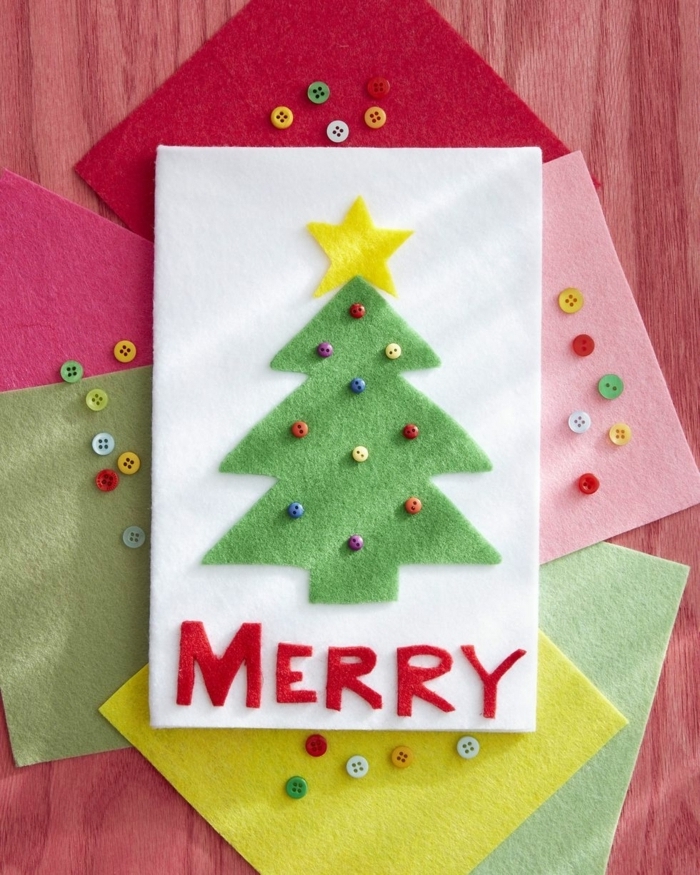 weihnachtskarten basteln kinder karten basteln festliche deko tannenbaum mit großem stern diy ideen