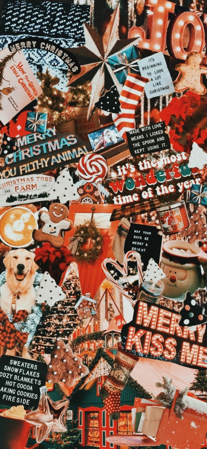 christmas wallpaper festliche bilder rote ästhetik hübsche hintergrundbilder weihnachten handy collage