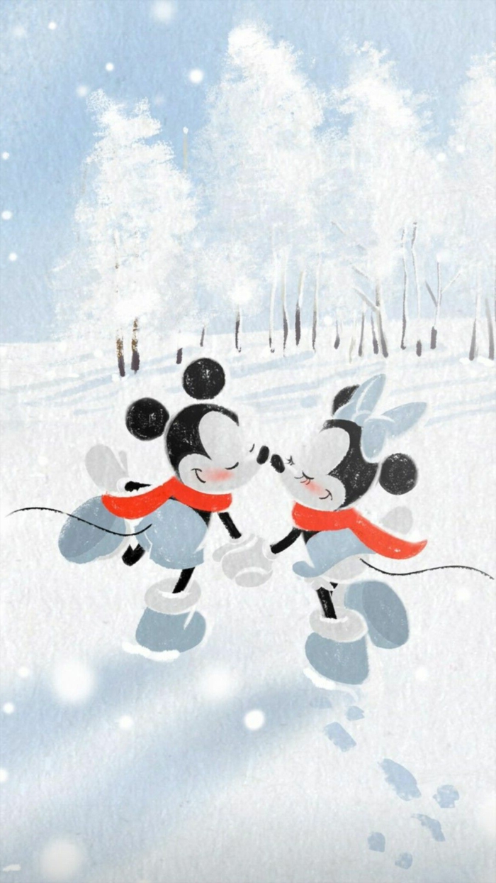 disney hintergrundbilder handy weihnachtsbilder kostenlos downloaden mickey mouse minnie mouse schlittschuhlaufen süße bilder weihnachten