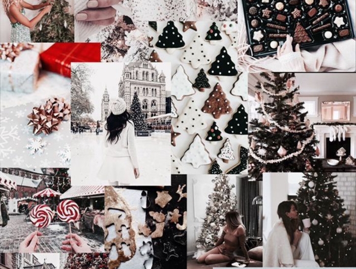 festliche collage weihnachten bilder dekorierte tannenbäume weihnachtsplätzchen handy weihnachtshintergrund kostenlos