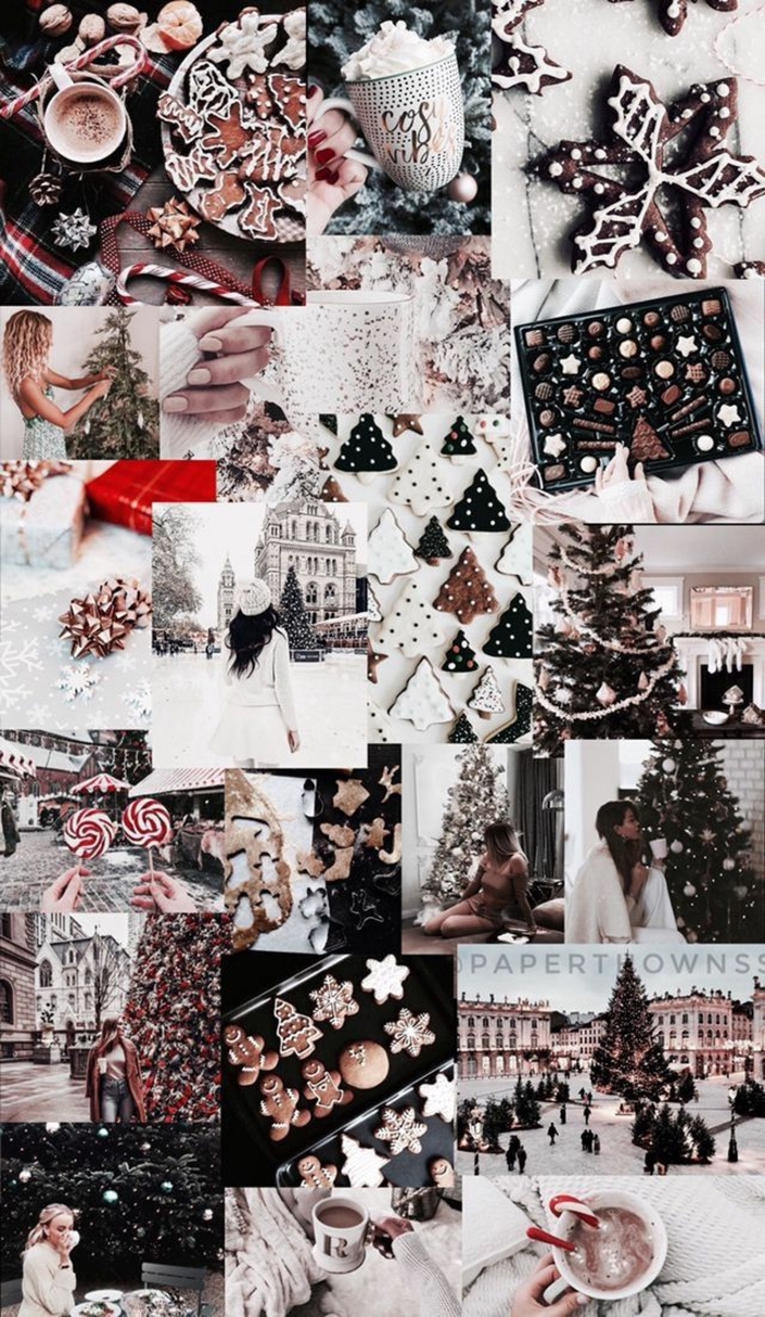 festliche collage weihnachten bilder dekorierte tannenbäume weihnachtsplätzchen handy weihnachtshintergrund kostenlos