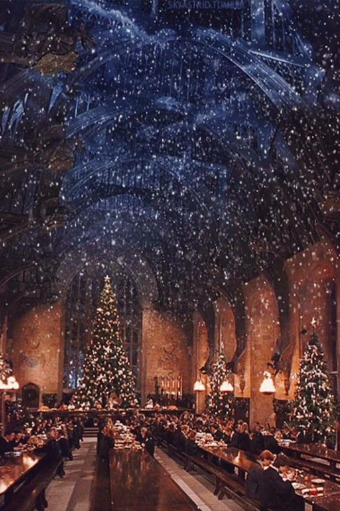 harry potter film bild weihnachtsbilder kostenlos als hintergrund handy große weihnachtsbaum dekoriert