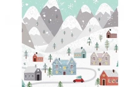 hübsche hintergrundbilder handy weihnachten zeichnung kleine stadt bergen schlittschuh laufen auf eisbahn kreative bilder