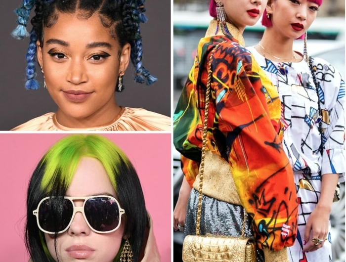 inspiration frisuren für damen 2020 pinke kurzhaarfrisuren schwarze haare mit grüner strähne hochgesteckte frisuren blaue haare